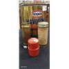 Image 2 : Lot inc Texaco Havoline us gallon tin, brass lighter, Esso safety flare, Esso shot glasses
