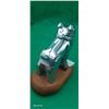 Image 2 : Vintage Mack Truck Bulldog hood ornament mounted on wood