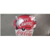 Image 1 : Happy Campers Coca-Cola tin sign 18"x18"