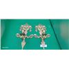 Image 1 : Pair of ornate metal vintage Regency candlestick wall sconces, each approx 15"x8"