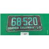 Image 1 : Vintage 1959 BC license plate