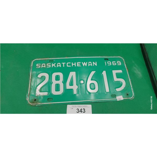 Vintage 1969 Saskatchewan license plate