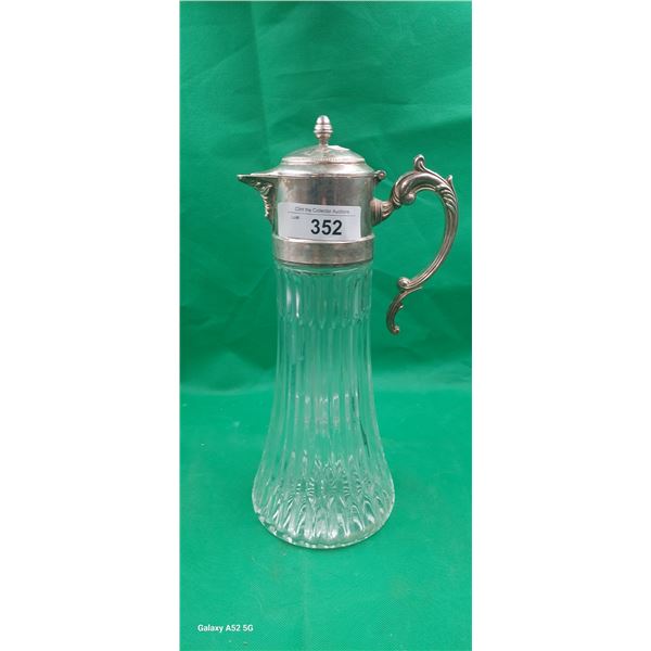Large antique silver plated pitcher with ice reserver 14"