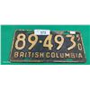 Image 1 : Vintage 1950 BC license plate