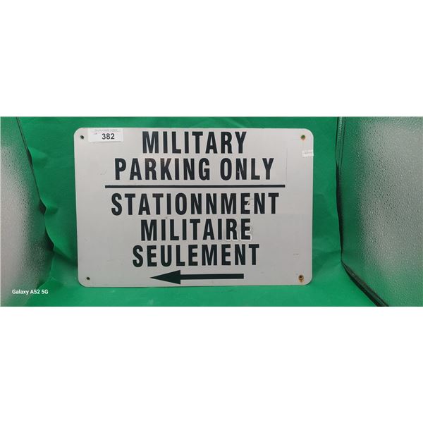 Vintage Metal Canadian Military parking sign 18"x12"