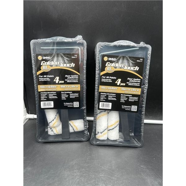 100 mm Simms Golden Touch Microfiber Mini Paint Roller Set Lot of 2