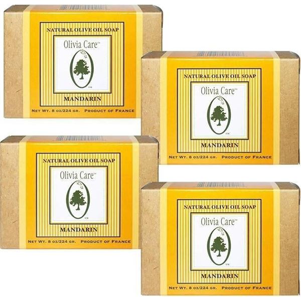 Olivia Care Aromatherapy Mandarin Olive Oil Bath Soap – 4 Bars, 20 oz