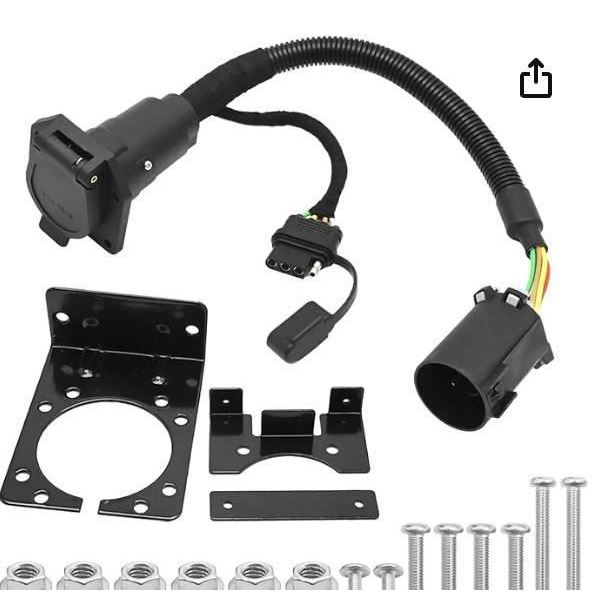 7-Pin Trailer Connector with Mounting Hardware and Wiring Harness