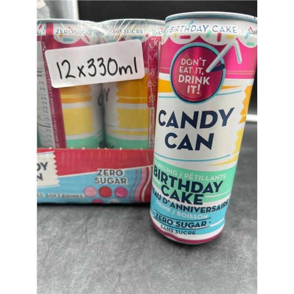 Candy Can Birthday Cake Flavored Sparkling Drink, 12 x 330ml, Zero Sugar