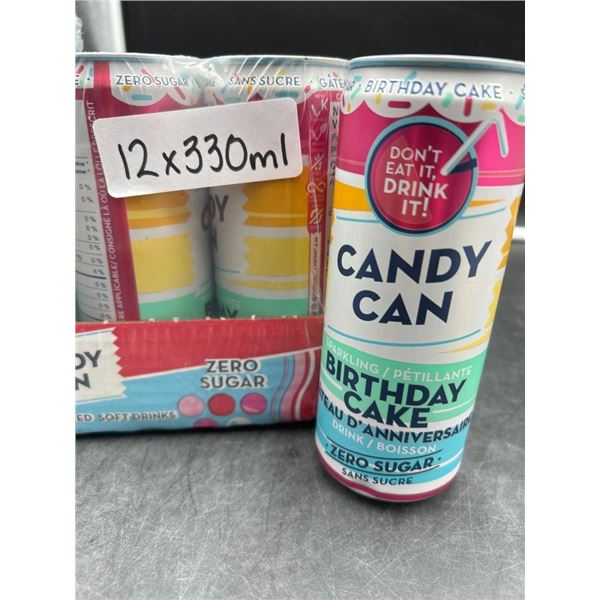 Candy Can Birthday Cake Sparkling Soft Drink, 12 x 330ml Cans, Zero Sugar