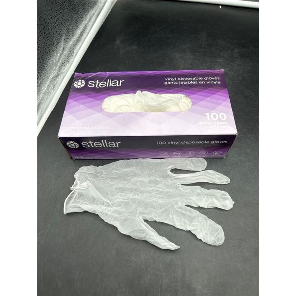 Stellar Vinyl Disposable Gloves, 100-Count Size Large