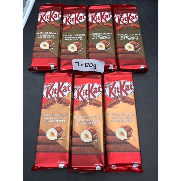 Lot of 7 KitKat Hazelnut Crunch Bars 120g Each