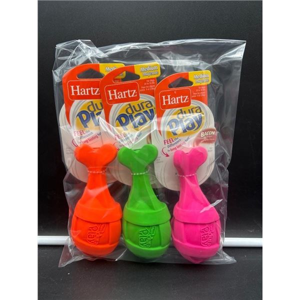 Lot of 3 Hartz Dura Play Medium Bacon-Scented Dog Toys