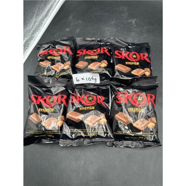 Set of 6 Skor Minis Chocolate Candy Bags, 104g Each