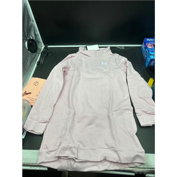 Under Armour Pink Girls’ Loose Fit Pullover in Pink Youth Medium