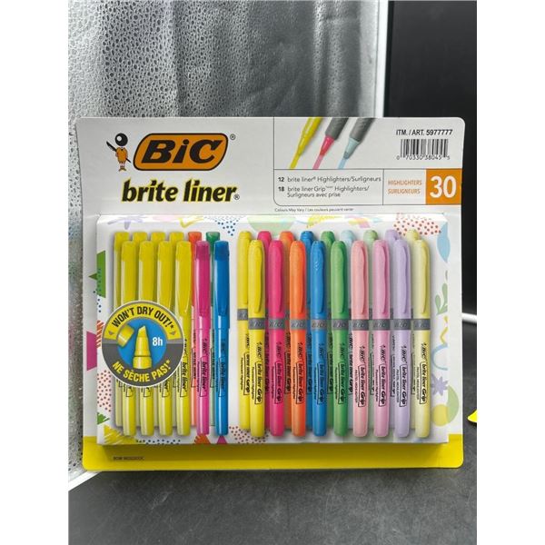 BIC Brite Liner Highlighters, Grip Model, 30 Assorted Colors