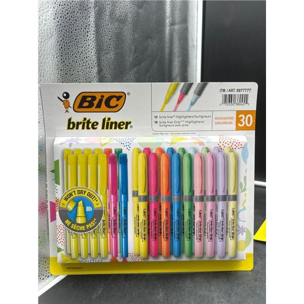 BIC Brite Liner Highlighters, Grip Model, 30 Assorted Colors