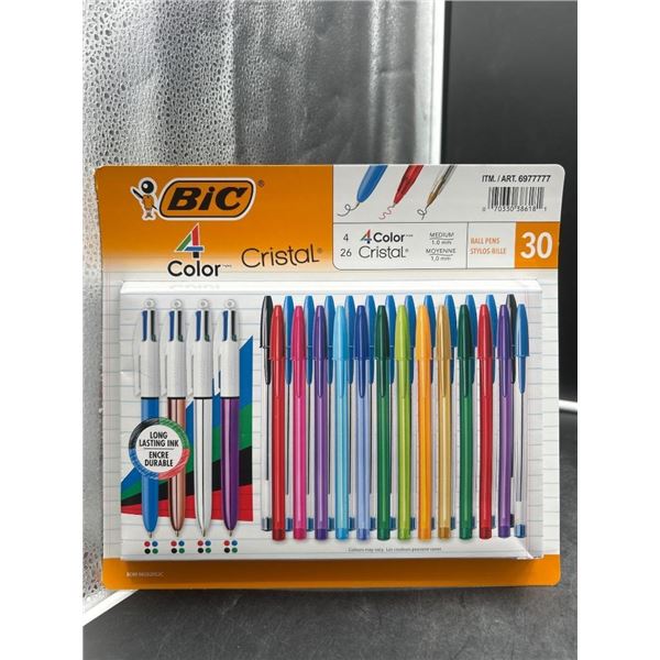 BIC 4-Color Cristal Ballpoint Pens – 30-Pack – Multicolor