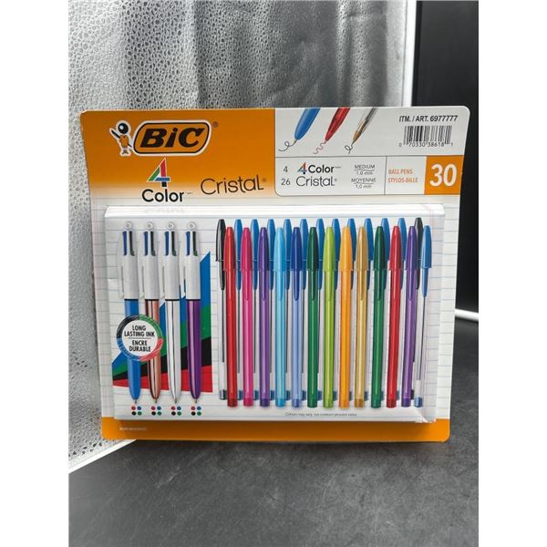BIC 4-Color Cristal Ballpoint Pens – 30-Pack – Multicolor