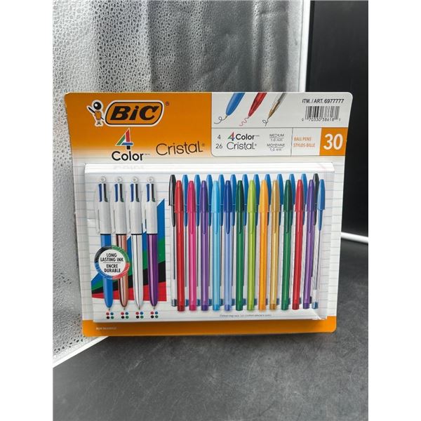 BIC 4-Color Cristal Ballpoint Pens – 30-Pack – Multicolor