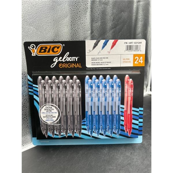 BIC Gel-ocity Gel Pens Set, Black, Blue, and Red Ink, 24 Count