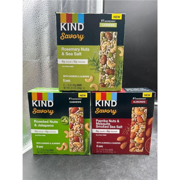 Kind Savory Nut Bars in Three Flavors – 6 Bars x 40g Each Box