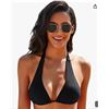 Image 1 : Milumia Women’s Casual Tie Back Halter Bikini Top Black XL