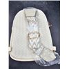 Image 3 : White Woven Faux Leather Backpack With Adjustable Strap