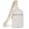 Image 1 : White Woven Faux Leather Backpack With Adjustable Strap