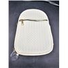 Image 3 : White Woven Faux Leather Backpack With Adjustable Strap