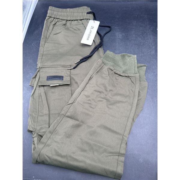 Rjmierr Men’s Olive Green Cargo Jogger Pants with Drawstring, Size 32