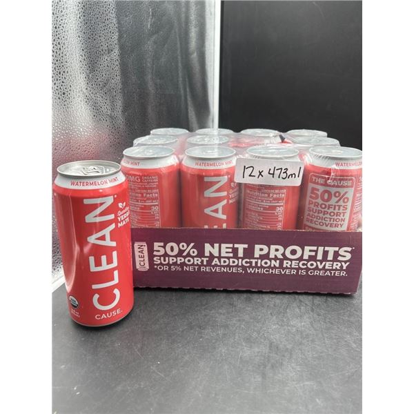 Clean Cause Sparkling Yerba Mate Watermelon Mint 12 x 473ml Cans