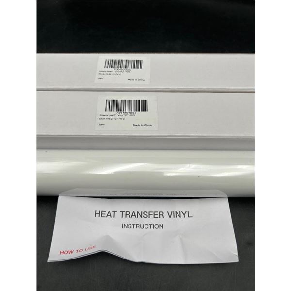 Heat Transfer Vinyl Roll, White, 12in x 10ft Lot of 2