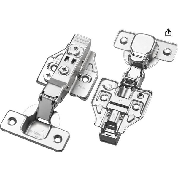 Lot of 8 Sets Half Overlay 105° Soft Close Frameless Kitchen Cabinet Hinges Clip-on European Cabinet