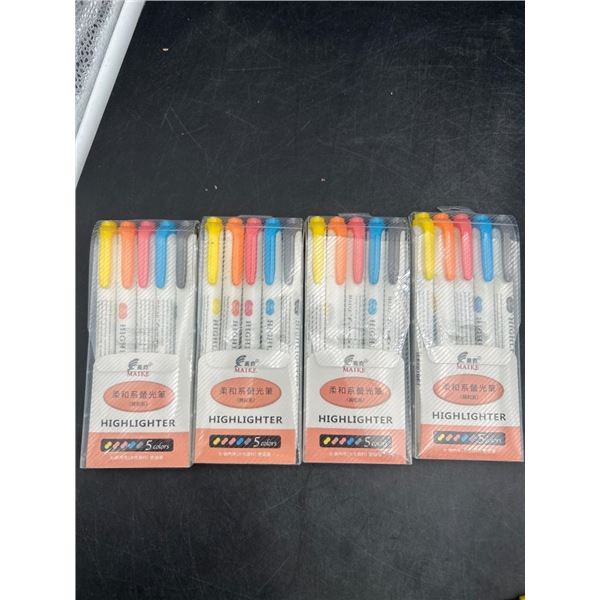 Maike Highlighter Set, 5 Colors, Pack of 4