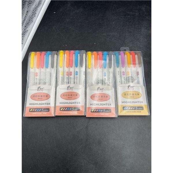 Maike Highlighter Set, 5 Colors, Pack of 4