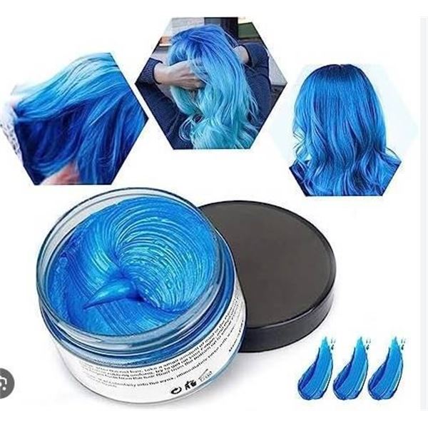 HTRUIYATY Blue Hair Color Wax, Wash-Out Formula – 2 tins