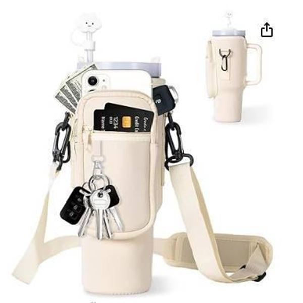 GFJL Water Bottle Carrier With Straw Cover, 3-Piece Set, 40 oz Capacity