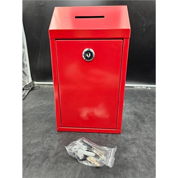 Red PUYITE Metal Donation Box With Secure Key Lock
