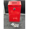 Image 1 : Red PUYITE Metal Donation Box With Secure Key Lock