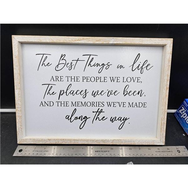 Decorative Wall Sign With Quote and Mounting Materials