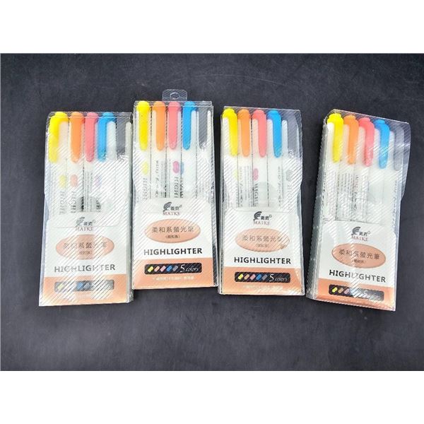 Set of Four Packs of KINBOR Highlighters in Assorted Colors