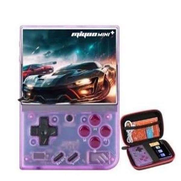 Miyoo Mini Plus Retro Handheld Console with 3.5-Inch HD Screen and Case, Purple