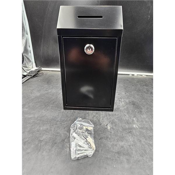 FUYITE Black Metal Donation Box With Security Lock And Fasteners