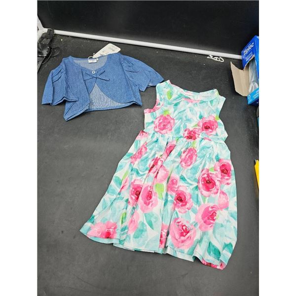 PatPat 2T Girls’ Floral Dress with Denim-Style Bolero