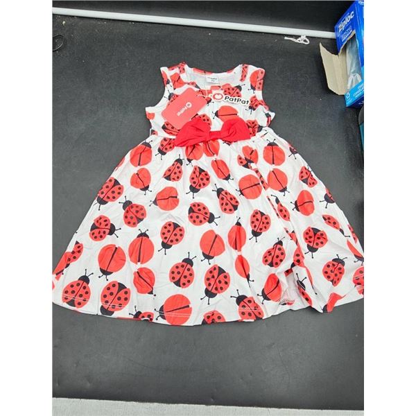 PatPat Girls’ Ladybug Print Dress, Size 3Y, Sleeveless