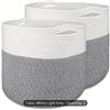Image 1 : Set of 2 Comfy Homi Cotton Rope Storage Baskets in White and Light Grey