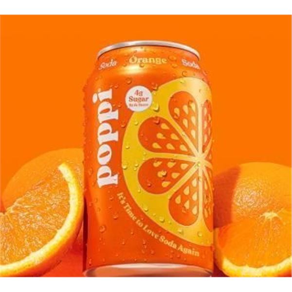 Set of 12 Poppi Orange Soda Cans, 12 fl oz Each