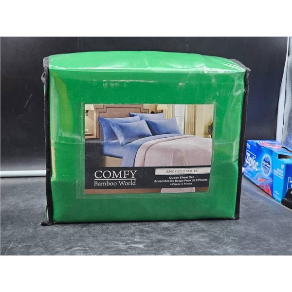 Comfy Bamboo World 4-Piece Queen Bed Sheet Set