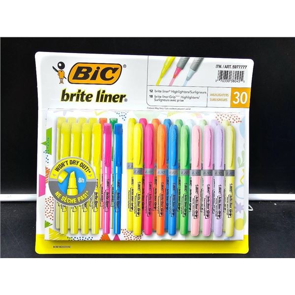 BIC Brite Liner Highlighters 30-Count Assorted Colors